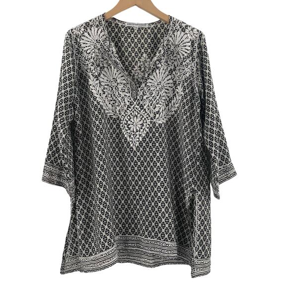 GRETCHEN SCOTT Tunic Top Size Medium In The Mist Embroidered Embroidery *Damage - Picture 1 of 14